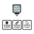 Quad Carbine-16 5 Inch Square Off Road LED Floodlight Side View