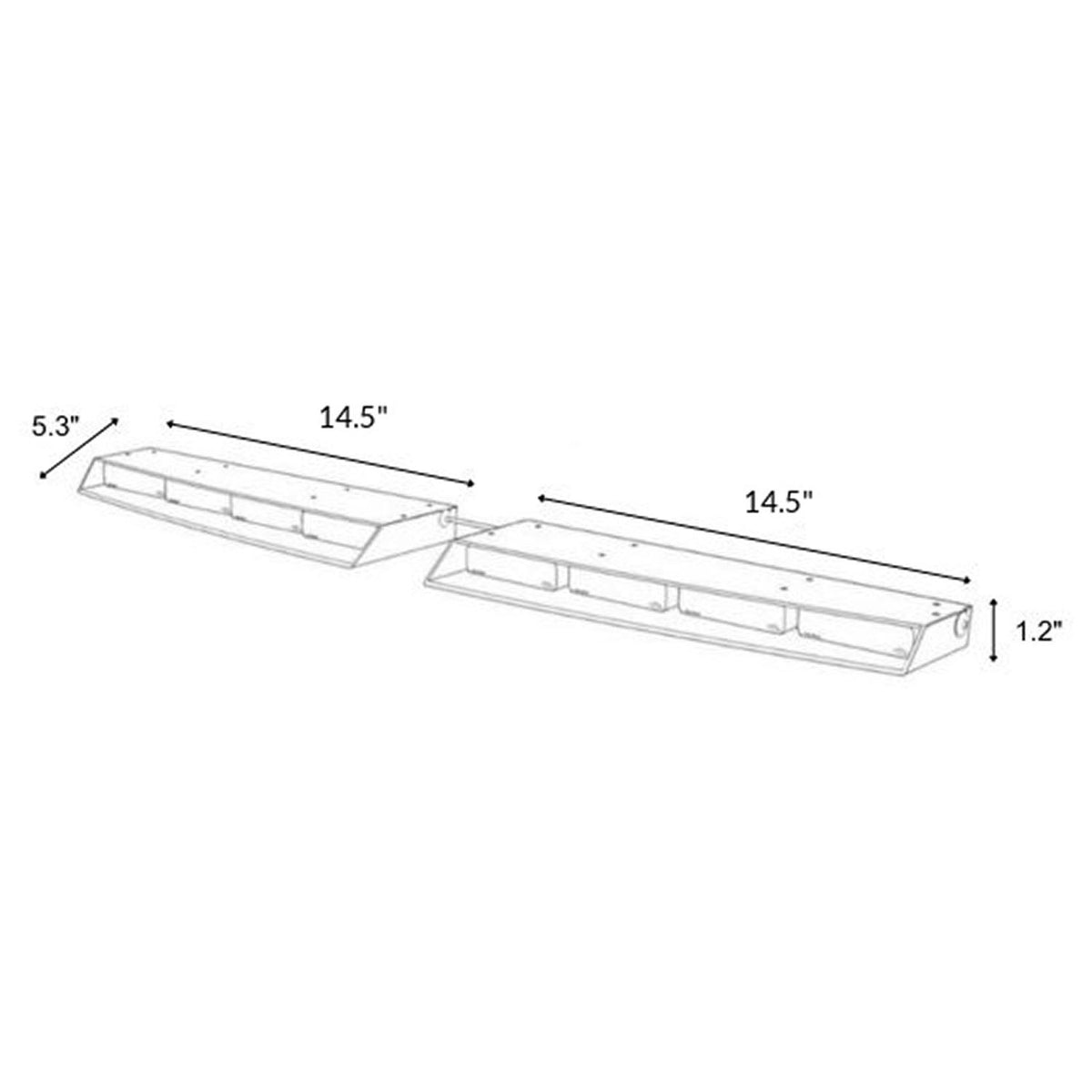 Split Raptor-X Linear LED Windshield Visor Light Bar Dimensions