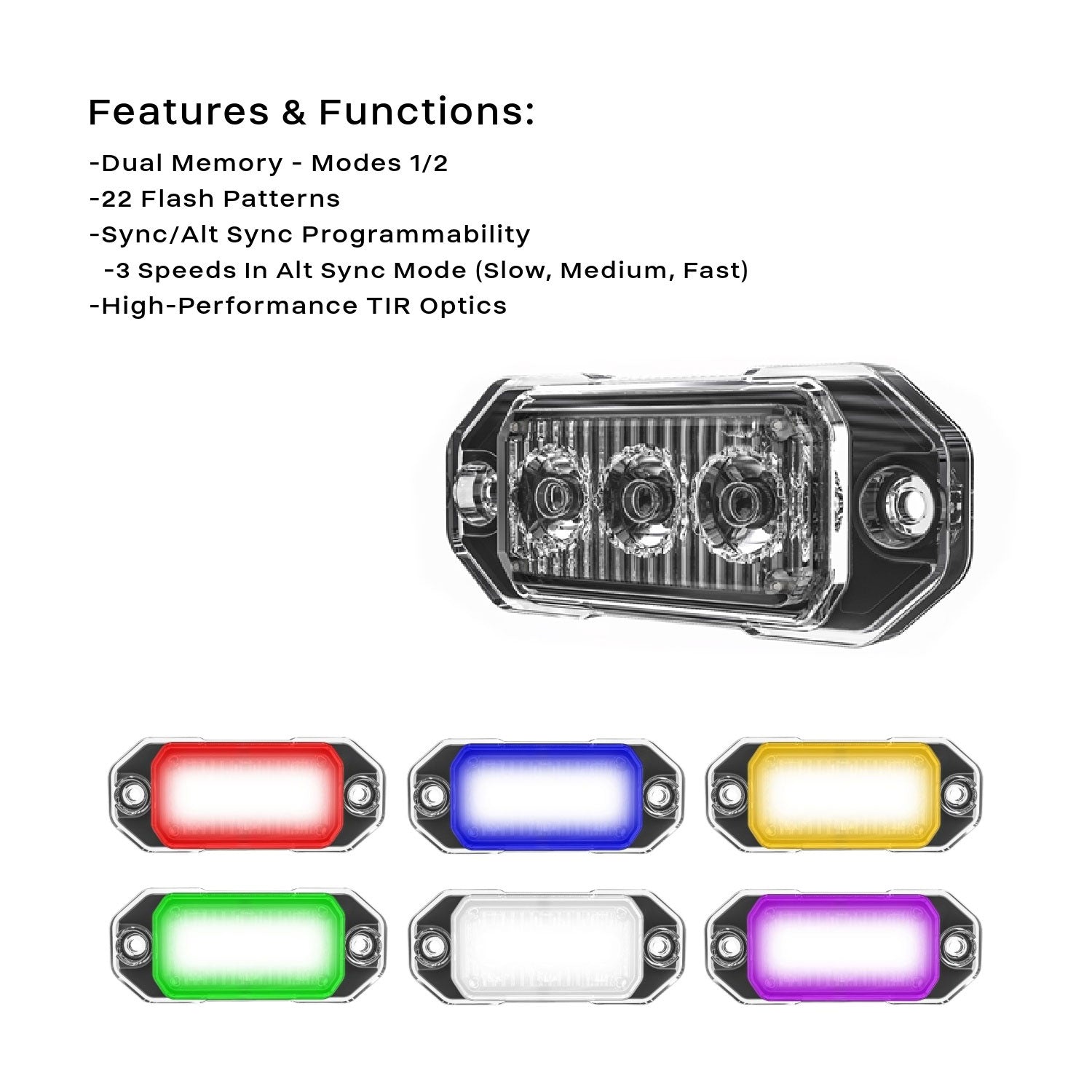 タクト3.0STABD Light speed2 Z-3 TIR LED Surface Mount Warning Light Head - G-TZT3 | STL