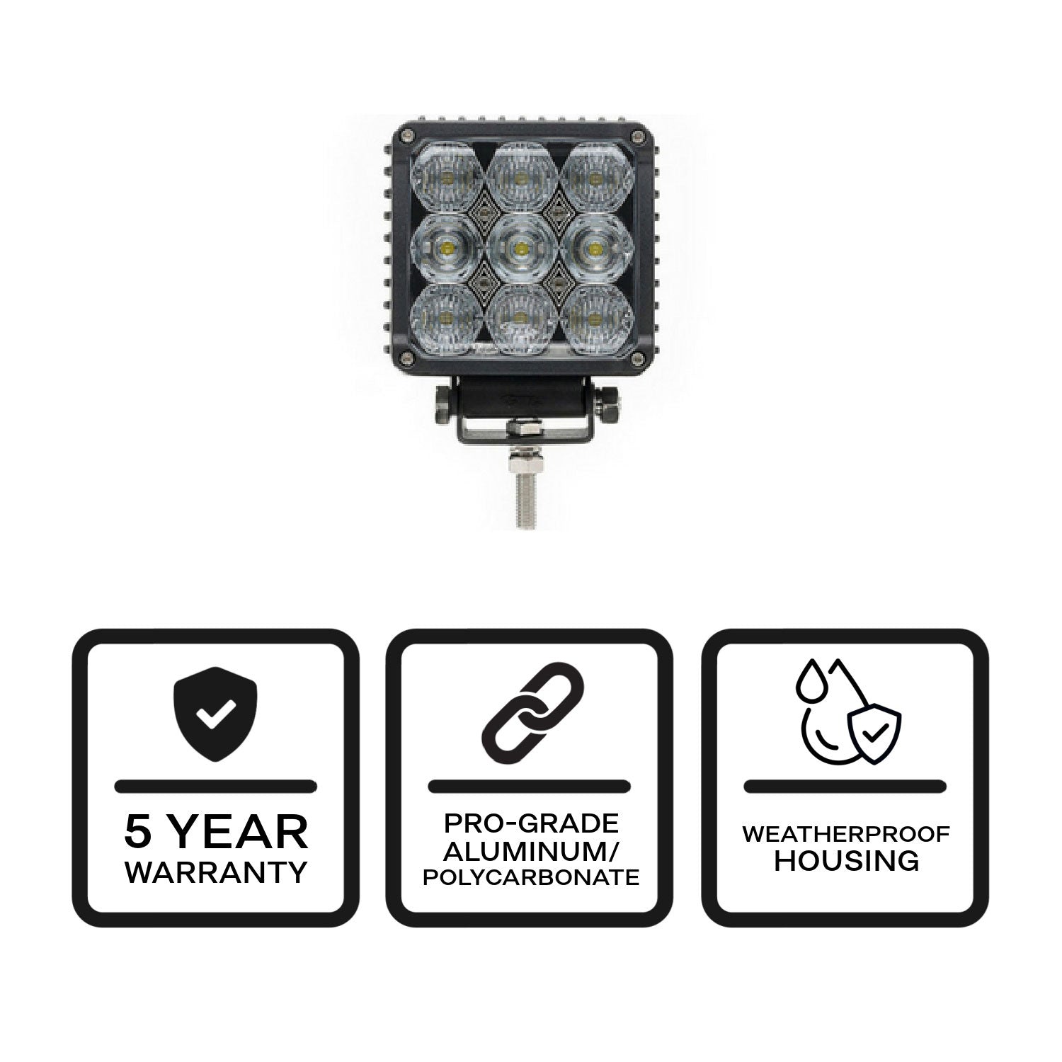 Quad Carbine Hybrid Off Road Square LED Work Light Bar Side View
