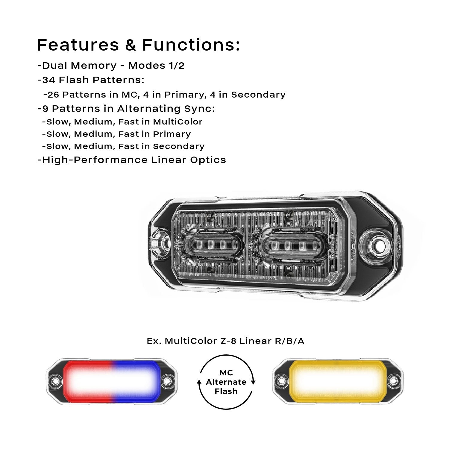 Z-8 MC Linear LED Surface Mount Warning Light Head | STL