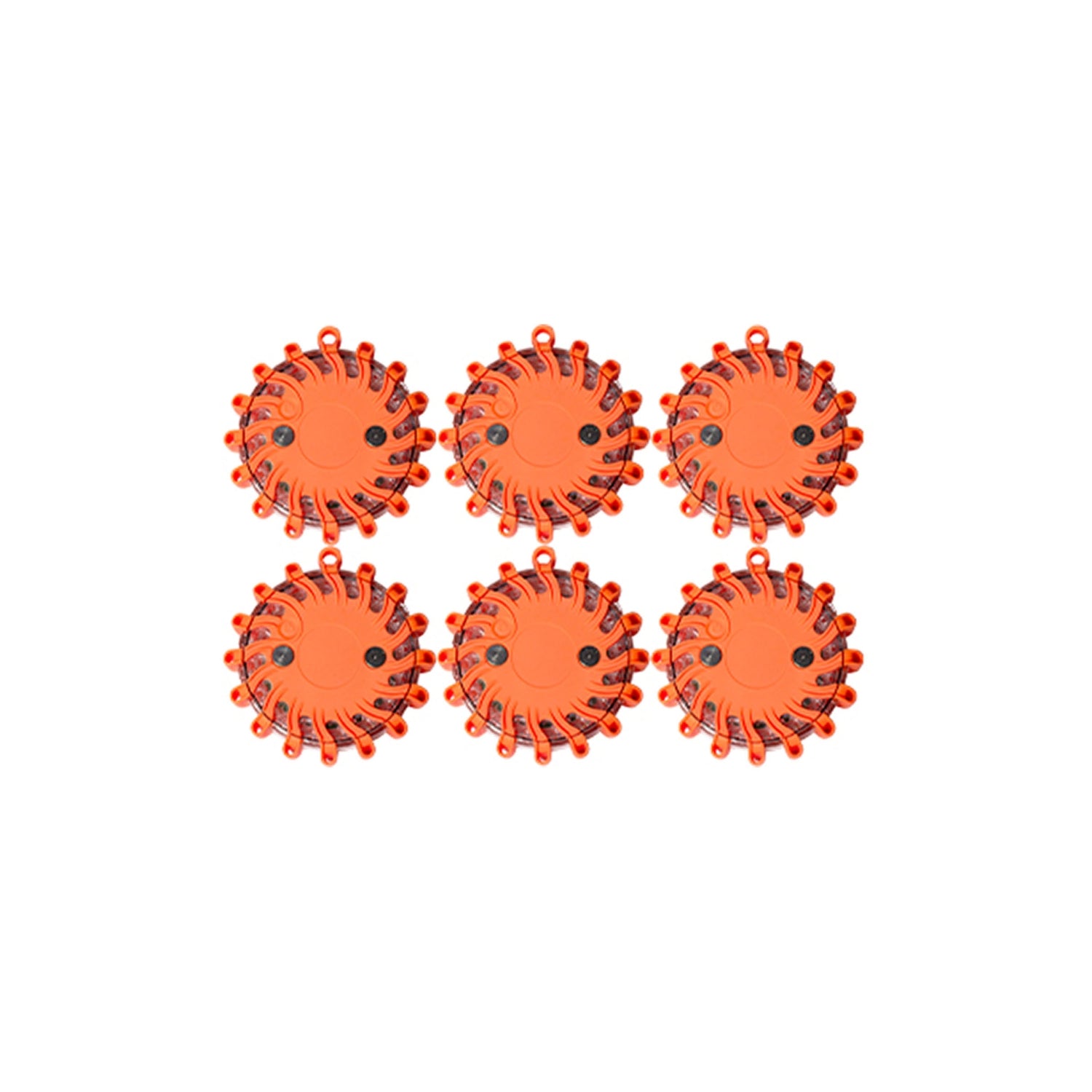 6 Pack 16 LED Rechargeable Red Disc Roadside Flare units