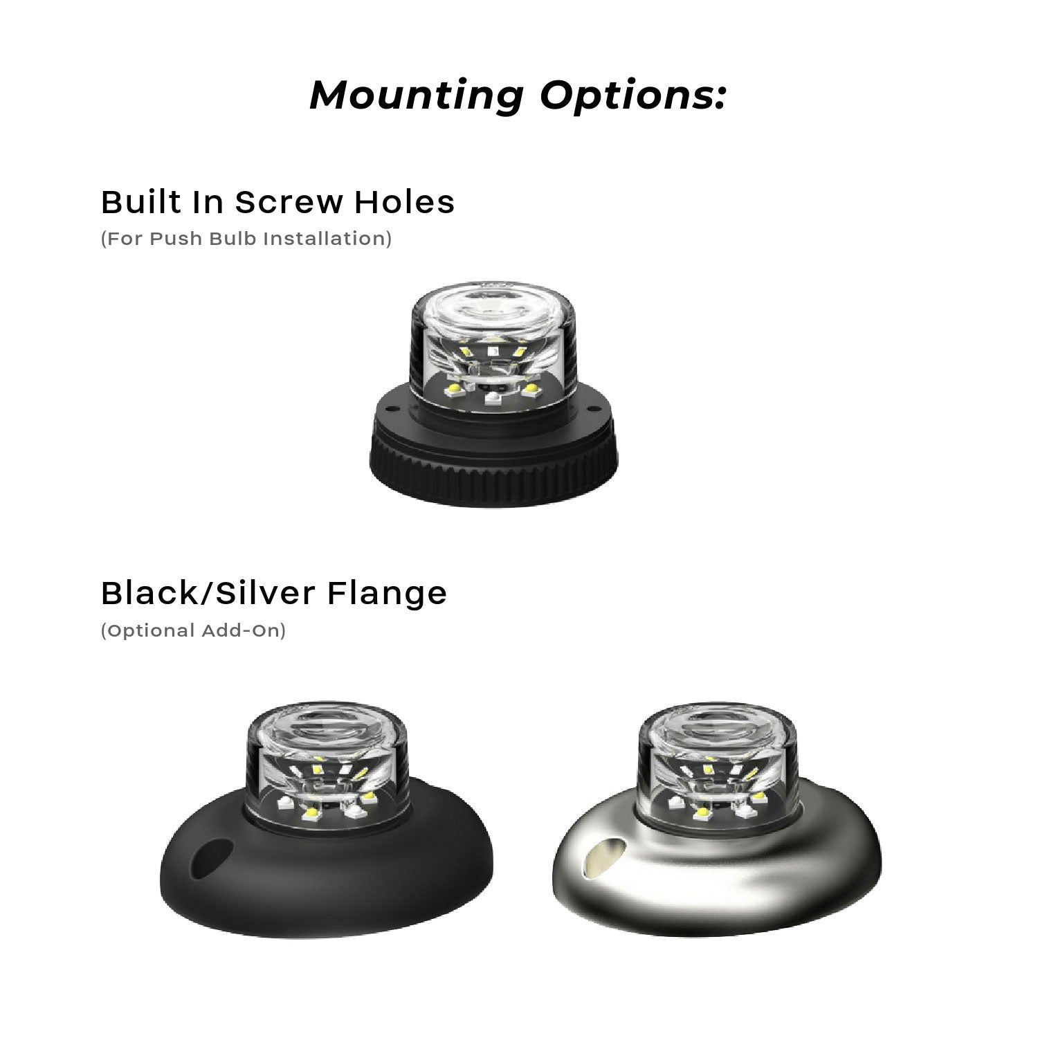 Flare 6 LED 360 Hideaway Surface Mount Light Mounting