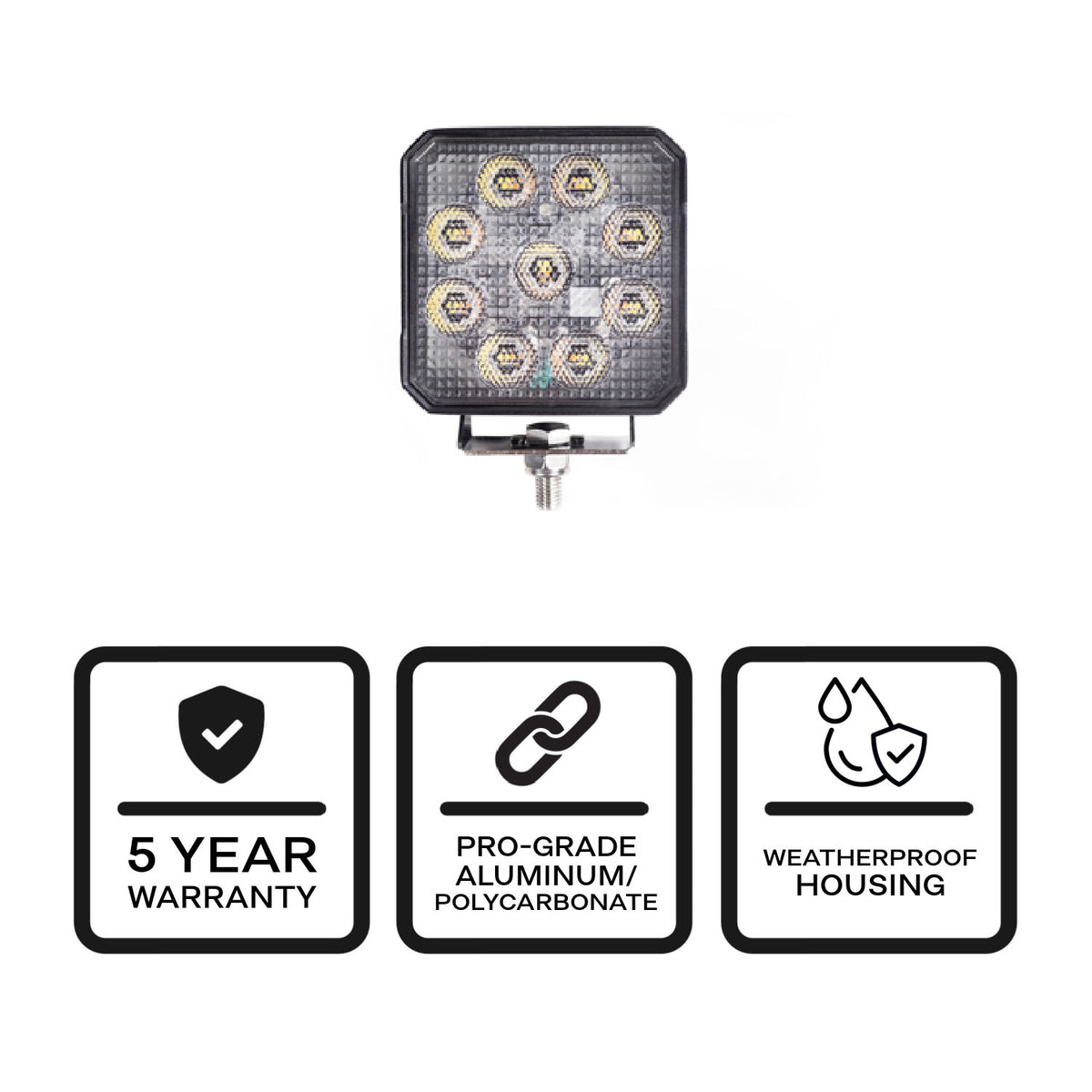 Quad Carbine-18 Dual Color 4" Square Off Road LED Floodlight Side