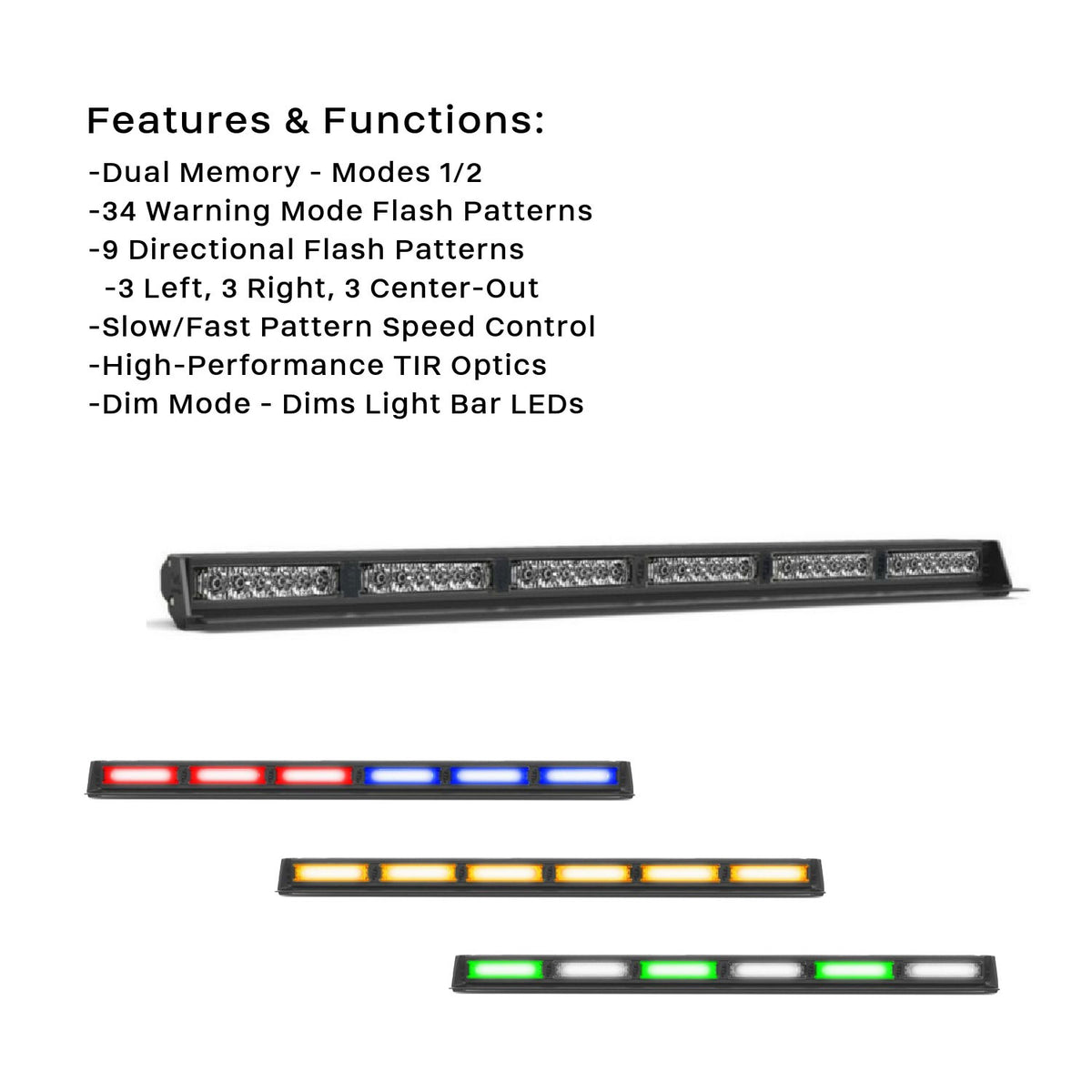 Striker-6 TIR LED Traffic Advisor Light Bar 6 Head Back