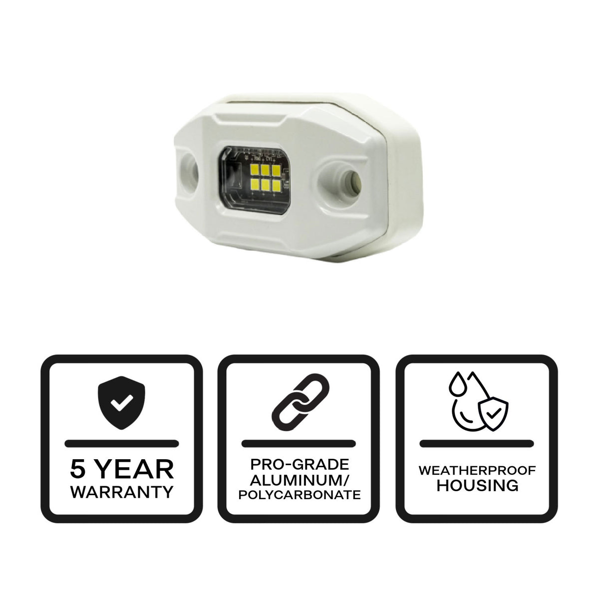 Marine Micro Carbine® White Housing Off Road Boat LED Rock Light & Surface Mount