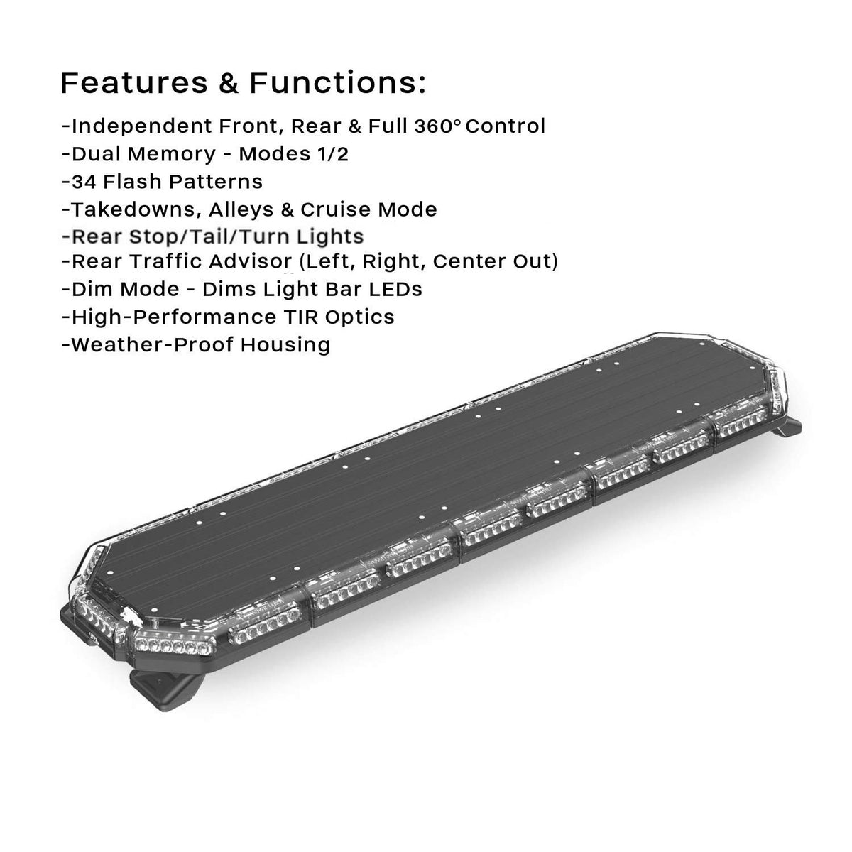 Stop-Tail-Turn K-Force 47 TIR Full Size LED Light Bar Features